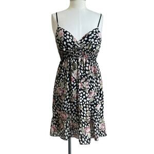 Y2K Papaya Polka Dot Floral Strappy Twee Mini Babydoll Mini Dress Size Small